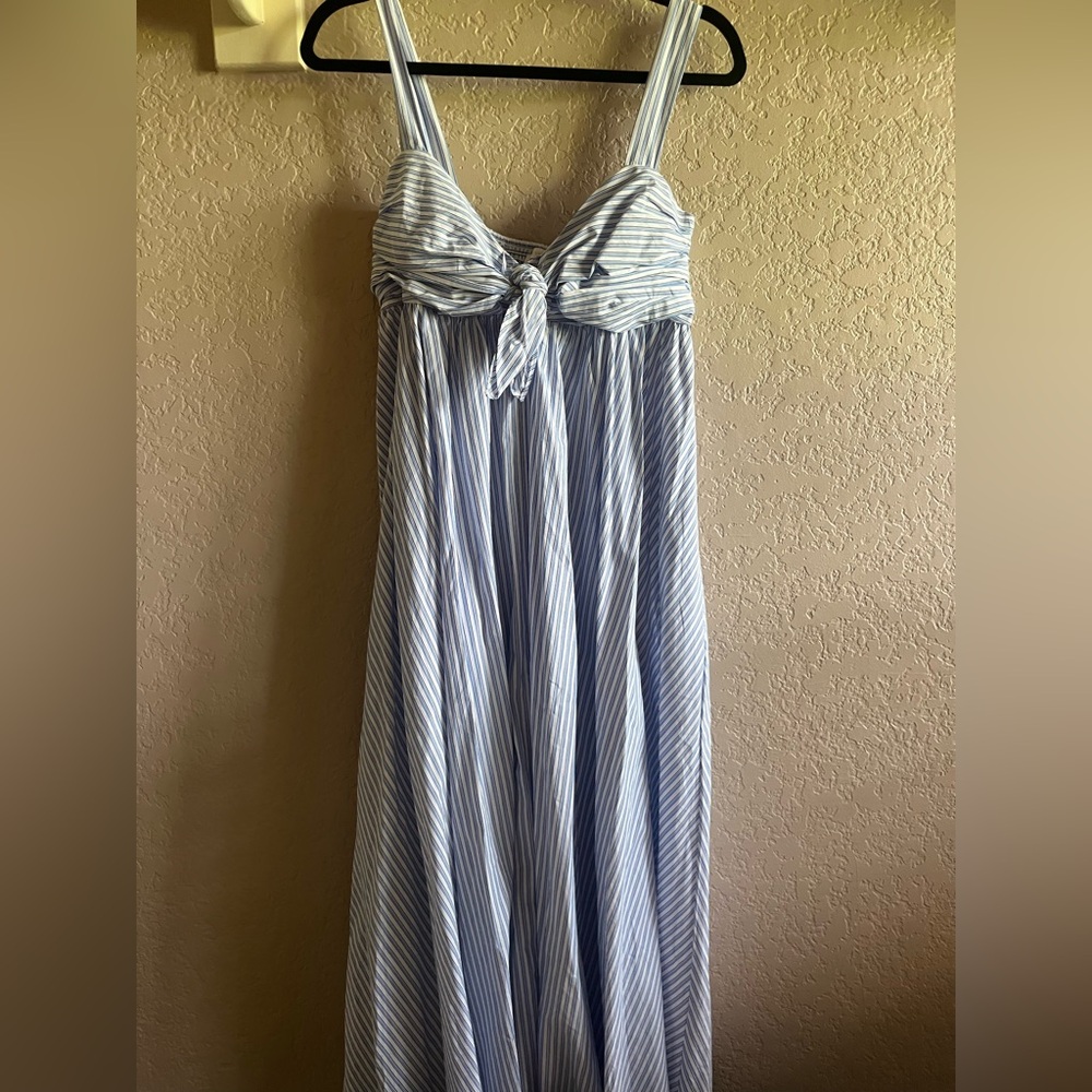 Olivaceous Blue and White Striped Dress